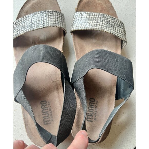 Munro Womens Sandals 9N Black Elastic Straps & Silver Faux Leather Toe Strap Wit - Picture 9 of 11